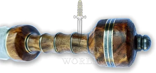Vista 5 de Espada de Gladius Romana de 26" hecha a mano de acero de Damasco Histórico Imperio Romano Espada de gladiador Mango de palisandro con funda de cuero