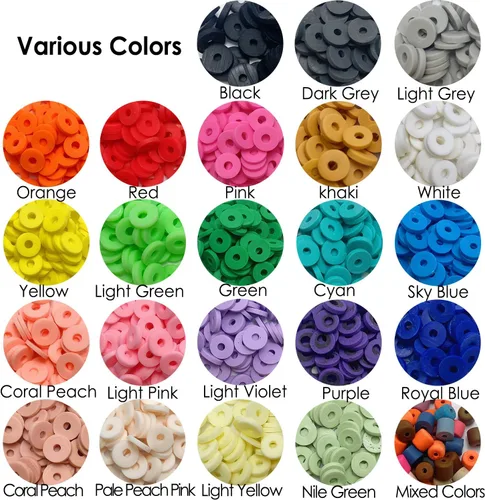 Vista 2 de Coiris - Cuentas de vinilo heishi ecológicas hechas a mano, de polímero/arcilla, de 6 mm. Cuentas espaciadoras para collar, pulsera aretes, joyería