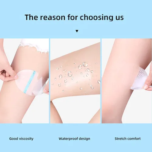 Vista 2 de ZJchao 10 parches de cinta antirozaduras en los muslos, almohadillas antirozaduras, almohadillas transparentes antifricción ultra finas a prueba