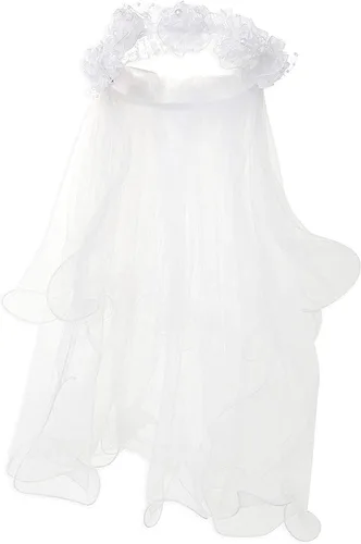 Vista 5 de Velo floral y guantes para la primera comunión para niña (blanco, 2 piezas), Blanco