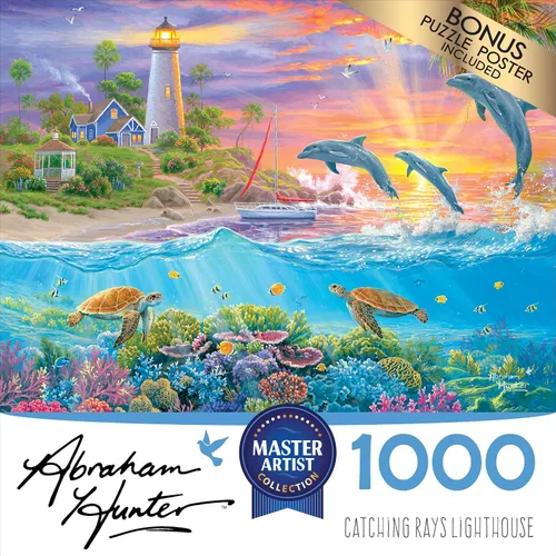 Vista 2 de RoseArt - Abraham Hunter - Catching Rays Lighthouse - Rompecabezas de 1000 piezas para adultos
