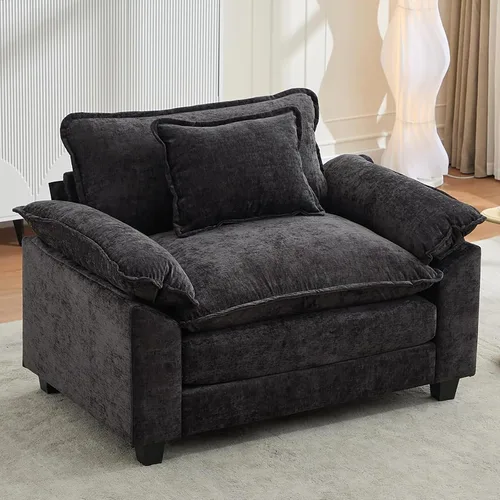 Vista 35 de IPKIG 117" Modular Sectional Cloud Couch, Modern L-Shaped Sofa with Ottoman Blanco beige