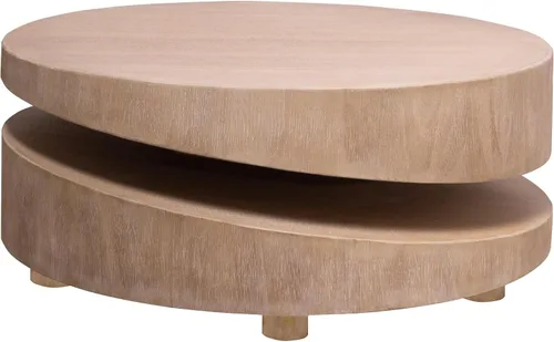 Vista 6 de Mesa de centro redonda de 31.3 pulgadas, mesa de centro moderna para sala de estar, estilo escultórico minimalista contemporáneo de granja, grano