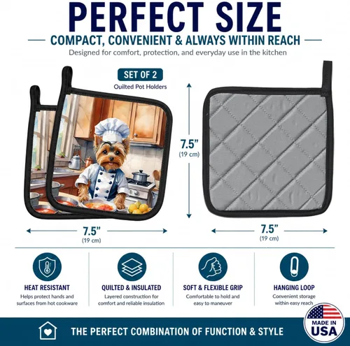 Vista 63 de Caroline's Treasures Havanese The Chef Par de Agarraderas para Ollas de Cocina Resistentes al Calor Juegos de Agarraderas para Ollas Almohadillas