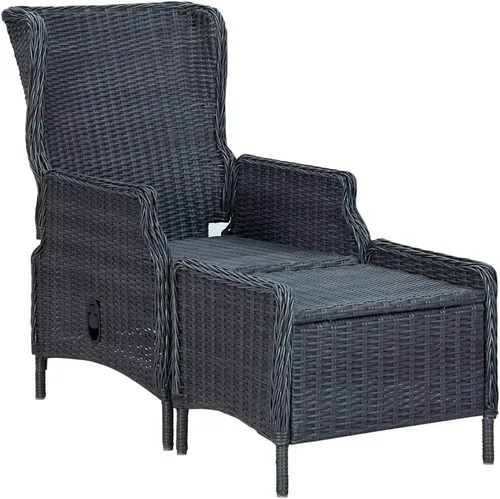 Vista 9 de Ensemble de salle à manger extérieur 9 piezas gris foncé, mesa rectangular et 6 chaises avec primos, résistant aux intempéries pour jardín, terraza