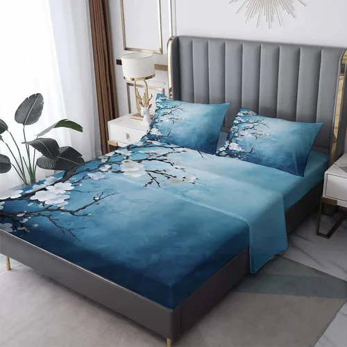 Vista 33 de Juego de sábanas abstractas tamaño individual, sábanas de microfibra suave, bolsillo profundo, sábanas y fundas de almohada estampadas sin arrugas