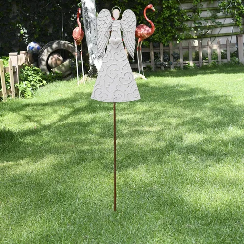 Vista 5 de Estaca decorativa para jardín de ángeles, decoración de ángel, decoración de metal para patio, porche, césped, camino, patio trasero, 40.5 x 8 x 1
