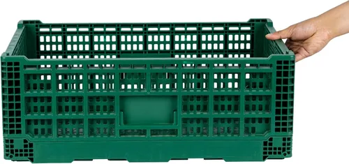 Vista 11 de Restaurantware Cater Tek - Caja plegable de 36 litros, 1 caja de almacenamiento apilable, con asas de diseño de malla, caja plegable de plástico