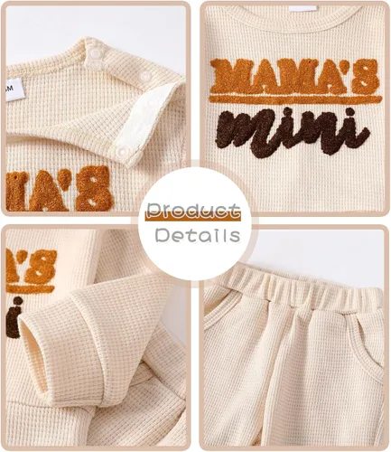 Vista 4 de Mikrdoo Conjunto de ropa para bebé y niña, conjunto de pantalones y tops para otoño e invierno