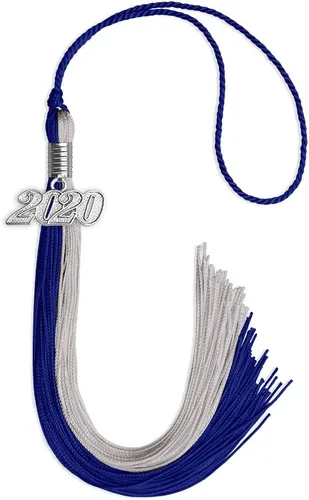 Vista 150 de Endea Graduation Borla de doble color con gota de fecha plateada (negro/oro antiguo, 2025)