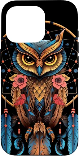 Vista 20 de Funda para iPhone 17 con diseño de plumas indias nativas americanas y búho