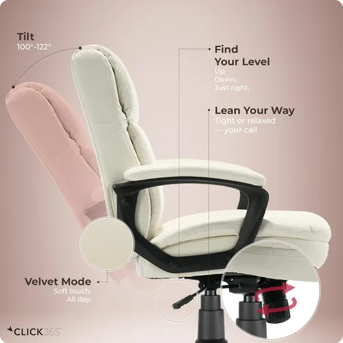 Vista 7 de Transform 2.0 Silla de oficina ergonómica, silla de escritorio con respaldo medio con brazos acolchados, soporte lumbar, altura ajustable, Blanco