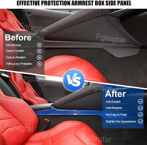 Vista 2 de Armrest Box Side Panel Trim Cover Compatible with Chevrolet Corvette C8 2020-2026, ABS Driver Side Panel Trim, Co-Pilot Side Center Console Cover