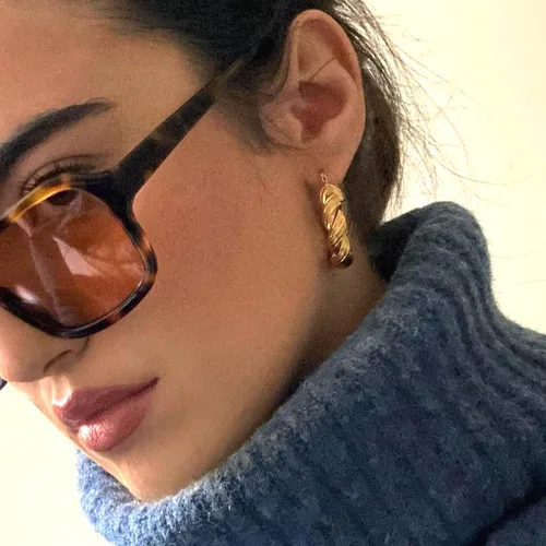 Vista 80 de Aretes de aro gruesos de oro para mujer, chapados en oro de 14 quilates, aretes de aro triple, hipoalergénicos, a la moda, aretes de aro gruesos