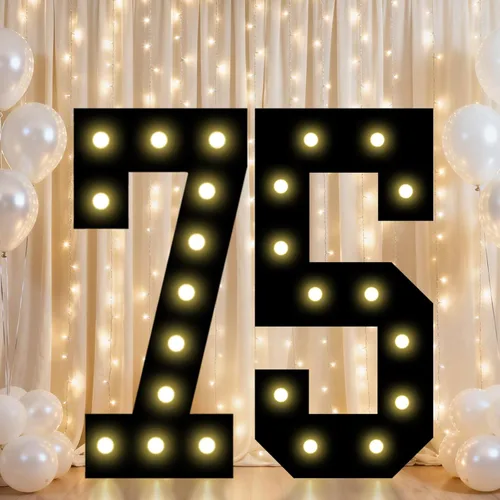 Vista 34 de Pooqla - Números iluminados negros, decoraciones de cumpleaños 50 para hombres Number 50