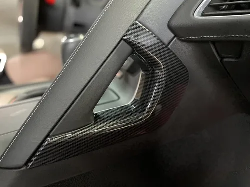 Vista 6 de Para C7 Corvette Fibra de Carbono Control Central Reposabrazos Cubierta Accesorios para 2014-2019 Chevrolet Corvette C7 3M Tape Easy to install