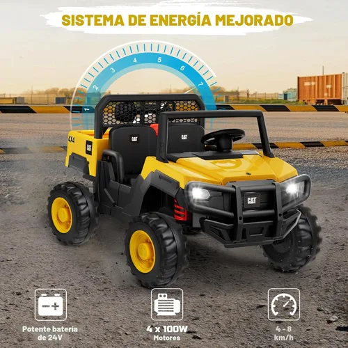 Vista 3 de ANPABO Camión volcador Caterpillar con licencia, juguete de 24V con control remoto para padres, 4WD motores potentes, hasta 5 mph, amortiguadores