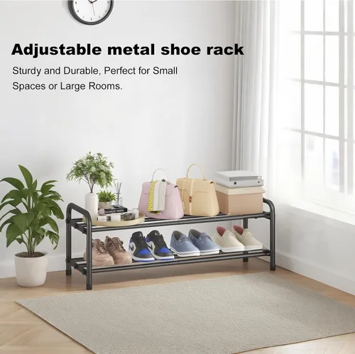 Vista 9 de KANAV Zapatero expandible de 2 niveles, organizador de zapatos ajustable y almacenamiento para armario, zapatero pequeño que ahorra espacio