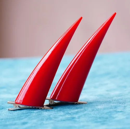 Vista 3 de Red Horny Props Cosplay cuerno 2 piezas para mujeres y niñas
