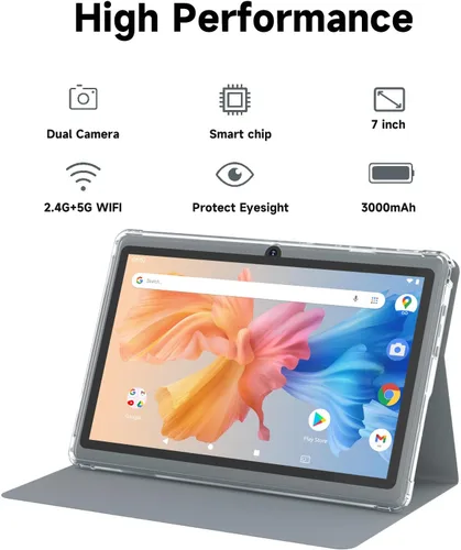 Vista 4 de HOTTABLET Tablet de 7 Pulgadas Android 14.0 con Estuche Protector, 8GB (4+4GB Expandible) RAM + 32GB ROM, Pantalla IPS, Cámara Dual, Bluetooth 5.0