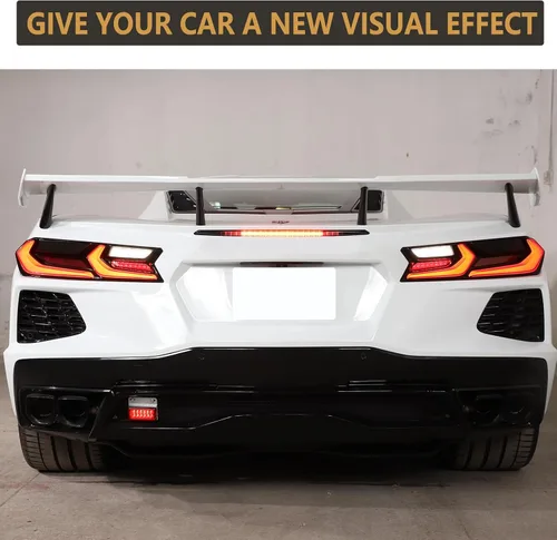 Vista 5 de Sekhyna Lámpara trasera trasera color negro ahumado, parche ABS 4 piezas compatible con Corvette C8 Stingray 2020-2023 cubierta de luz trasera