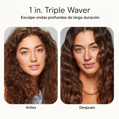 Vista 9 de INFINITIPRO by Conair - Rizador de 3 barriles, ondulador de pelo, crea ondas playeras, ondas de larga duración para uso en cabello medio a largo