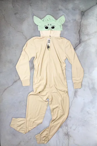 Vista 4 de STAR WARS Mandalorian The Child Cosplay Baby Yoda Grogu - Conjunto de pijama de una pieza con capucha para hombre adulto