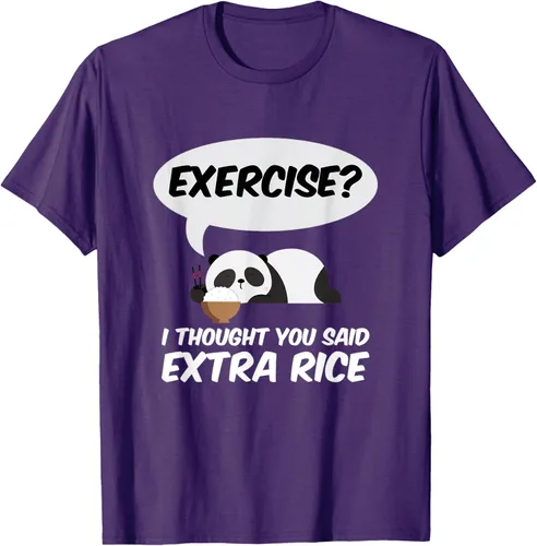 Vista 98 de ¿Ejercicio? I Thought You Said Extra Rice Panda Gift T-Shirt, Negro, S