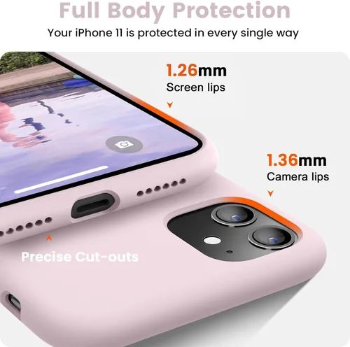 Vista 3 de Funda compatible con iPhone 11, protección de cuerpo completo de silicona, a prueba de golpes, con forro de microfibra ultra delgada, suave