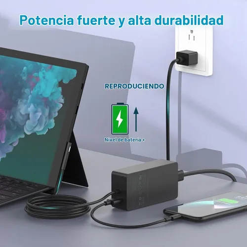 Vista 3 de Cargador de 127 W para Microsoft Surface Book 3, 2, 1, Laptop Studio 2, 1 Power Adapter Compatible with Windows Surface Pro/Laptop/Go, 10FT Cable