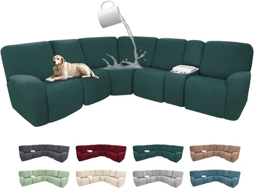 Vista 65 de Fundas de sofá reclinable seccional 100% impermeables para sofá reclinable en forma de L, funda de sofá modular de esquina en forma de L, fundas