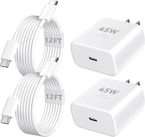 Vista 13 de Cargador para teléfono 17 16 Pro Max de carga rápida, bloque de carga USB C súper rápido de 45 W con cable de carga de 6.6 pies para 17 16 Pro
