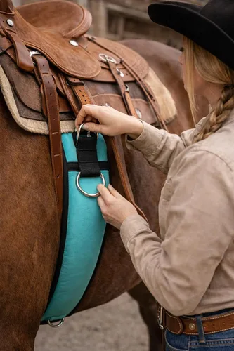 Vista 3 de 36" Caballo Suave Acolchado Neopreno Turquesa Western Riding Sillín Cinch 9719-36