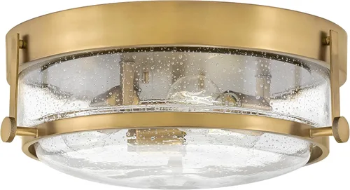 Vista 8 de Hinkley Harper 3640CM-CS - Lámpara de techo pequeña empotrada, diseño retro, anillo de metal prominente, pomos decorativos, cromo + vidrio semillero