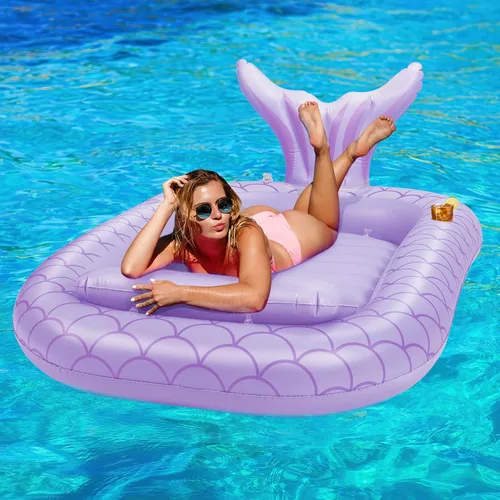 Vista 13 de HeySplash Inflatable Tanning Pool Lounger Float, Suntan Tub for Adults A-Pink Leaf L