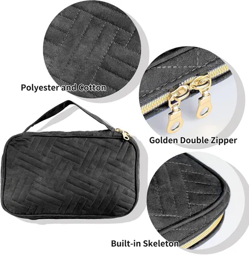 Vista 3 de RICHIE Estuche organizador de joyas de viaje, rollos de joyería, bolsa de almacenamiento, bolsa con cremallera, artículos esenciales de viaje