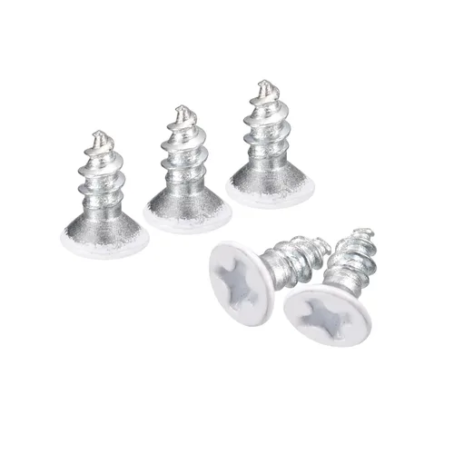 Vista 36 de uxcell Tornillos blancos ST2x4mm Tornillos autorroscantes, 100 tornillos Phillips de cabeza plana para madera para carpintería