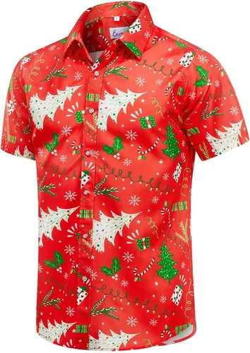 Vista 23 de EUOW - Camisas hawaianas para hombre de manga corta con botones, estampadas para la playa y el verano