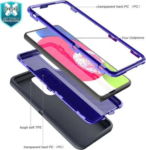 Vista 11 de YmhxcY Funda A53 5G, a prueba de caídas, 3 capas, duradera, a prueba de golpes, protección contra caídas, funda protectora de goma sólida mate