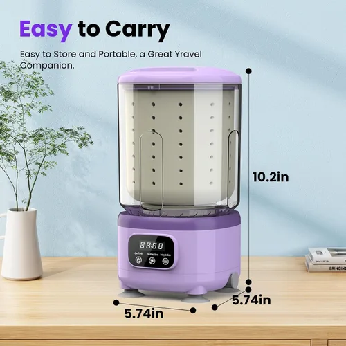 Vista 4 de Lavadora de ropa interior, mini lavadora portátil recargable con capacidad de taza de 2 litros para brasier, ropa interior, calcetines, hogar