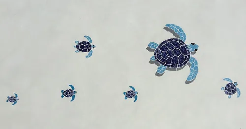 Vista 3 de Turtle Group Mosaico de cerámica para piscina (azul)