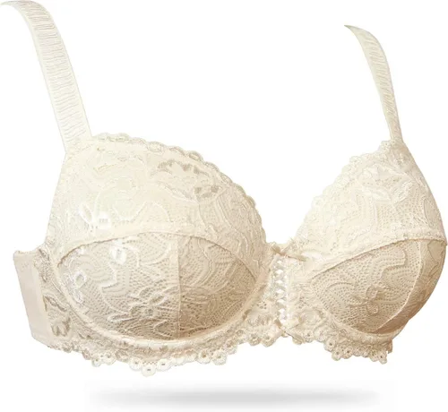 Vista 4 de Wingslove Brasier de encaje floral para mujer, cobertura completa, sin forro, suave y ligero