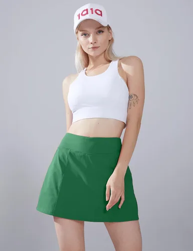 Vista 6 de 1a1a Falda de tenis de golf para mujer, pantalón corto de cintura alta, atlético, falda deportiva con bolsillos cortos