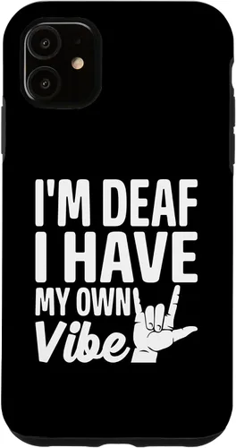 Vista 8 de Funda para iPhone 17 con texto en inglés «Sordo» con texto en inglés «Sordo» con texto «I'm Deaf. I Have My Own Vibe»