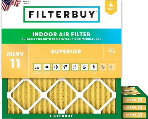 Vista 23 de Filterbuy Filtro de Aire 12x12x1 pulgadas MERV 11 Defensa Superior contra Mascotas y Alergias (Paquete de 4), Filtros de Reemplazo Electrostáticos