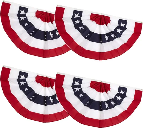 Vista 7 de 3 banderines plisados para abanicos de Estados Unidos, 36.0 x 18.0 in, hechos a mano con diseño de patriótico estadounidense, banderas plisadas, 2