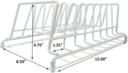 Vista 2 de Huji Soporte para platos, ollas, sartenes, tapa, organizador para gabinete, despensa o encimera de cocina (uno, blanco)