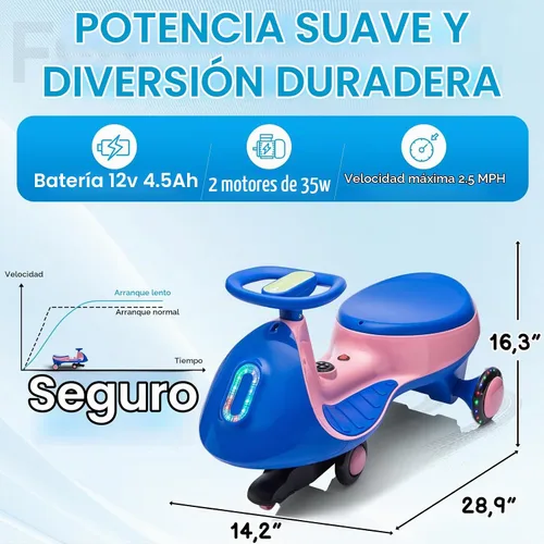 Vista 8 de Winado - Juguete eléctrico de 12 V con pedal, color azul y rosa