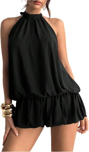 Vista 18 de Floerns Mini vestido sin mangas con volantes y dobladillo de burbujas para Café