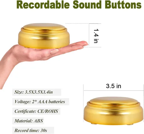 Vista 4 de Cover Botón de voz de grabación Botón fácil Botón de sonido grabable Botón de habla Botón de zumbador personalizado para comunicación Escritorio